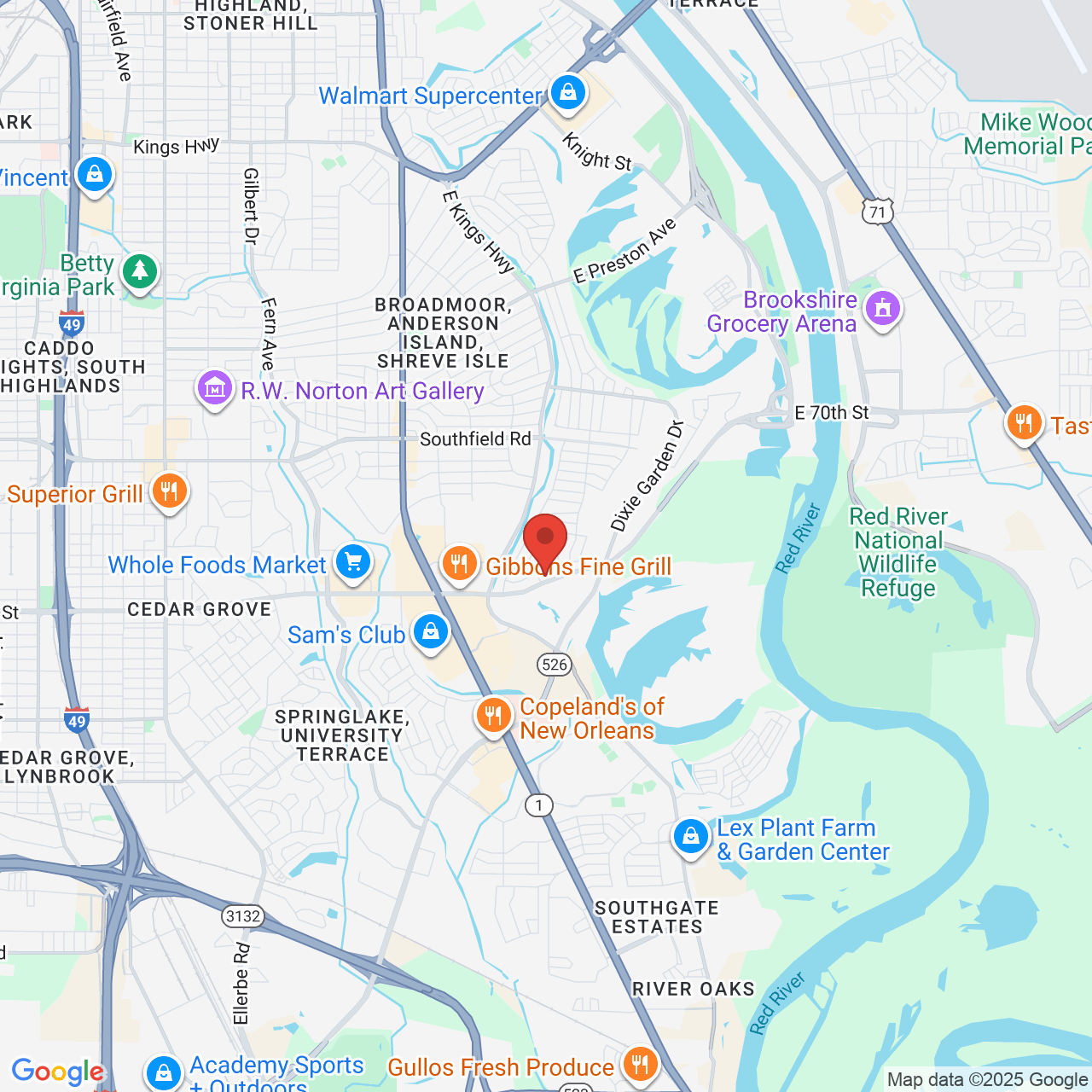 Google map image of our location in 2010 E 70th St Shreveport, LA